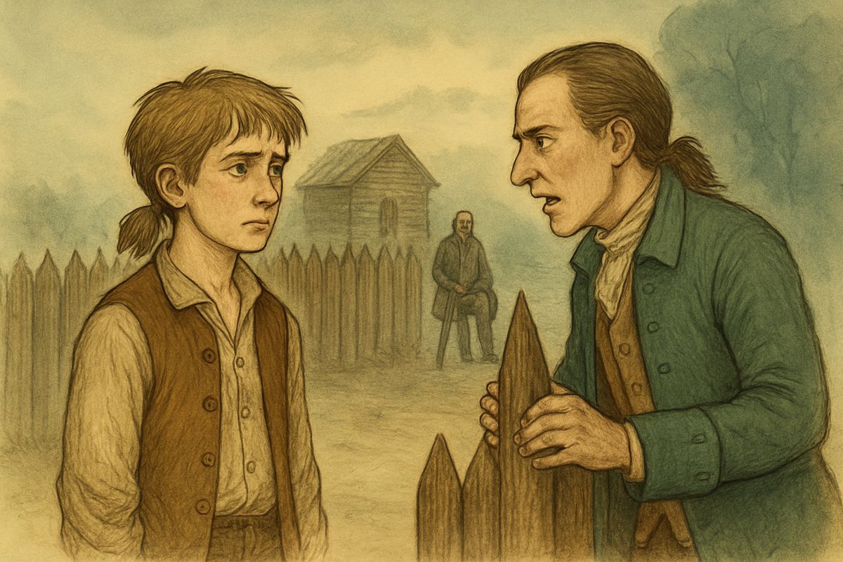 Through the fence, the doctor begged Jim to jump over and run. Jim refused: "Silver trusted me; I passed my word." He did tell him that the ship lay beached in North Inlet. As he left, the doctor gave Silver a warning: "Look out for squalls when you find it."