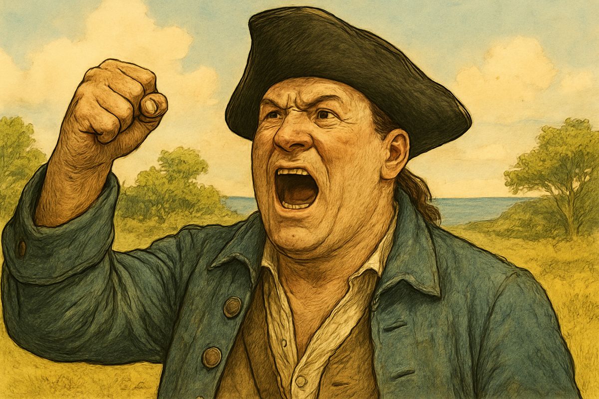 Silver's teeth rattled, but he would not give in. Nobody alive had heard of Darby except the men sitting there. Then he slapped his knee: "By the powers, Ben Gunn!" At once the pirates' courage came back. Nobody minded Ben Gunn.