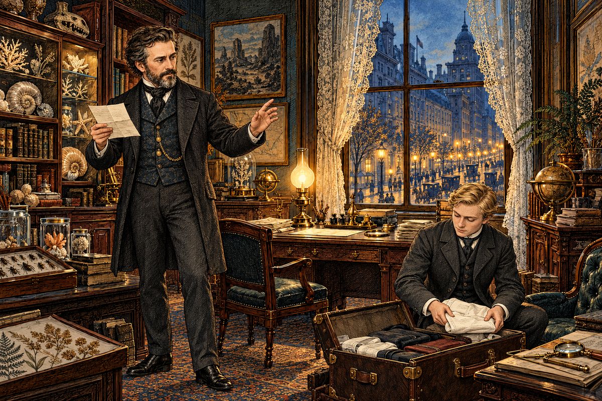 A letter from the Secretary of the Navy invited Aronnax to join the frigate Abraham Lincoln in hunting the monster, and, tired as he was, he accepted at once. "We leave in two hours," he told Conseil. "As you please, sir," replied his servant, and packed the trunks without a word of surprise.