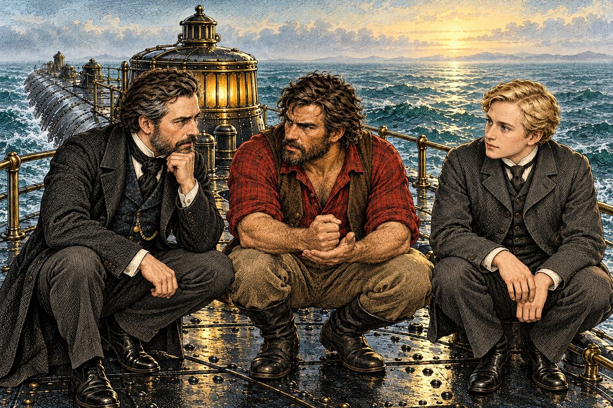 At dawn the jetty of Port Said lay in sight. Ned sat down with Aronnax and Conseil beside the lantern, where no one could hear. They were in Europe now, he said, and on the first dark night near a coast he would seize the pinnace. Aronnax agreed, warning him that if their first try failed, there would never be another.