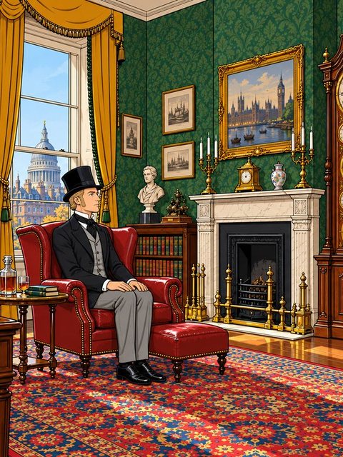 Illustration from Around the World in Eighty Days: In London, on 2 October 1872, Mr.