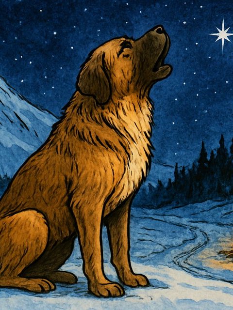 Illustration from The Call of the Wild: In 1897, men had found gold in the frozen North, and thousands rushed there wanting strong, furry dogs.