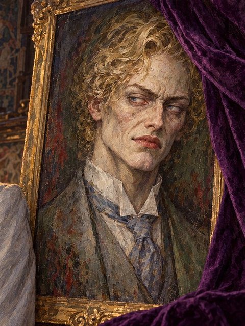 Illustration from Dorian Gray: On a hot summer afternoon, the scent of roses and lilac drifted through Basil Hallward's London studio.