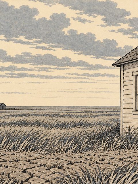 Illustration from The Wizard of Oz: Dorothy lived in the middle of the great Kansas prairies, in a one-room house with Uncle Henry and Aunt Em.